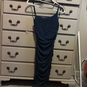 Homecoming dress midnight blue fitted mini dress